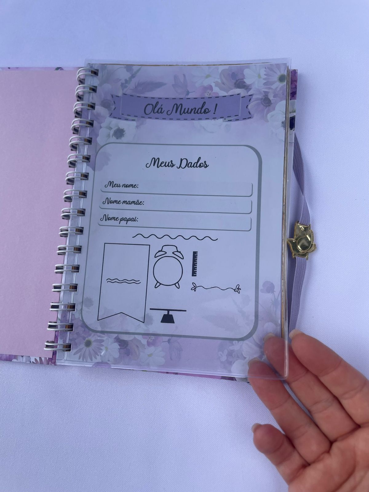 Caderneta de vacinação personalizada tema Alfabeto Lilás para menina