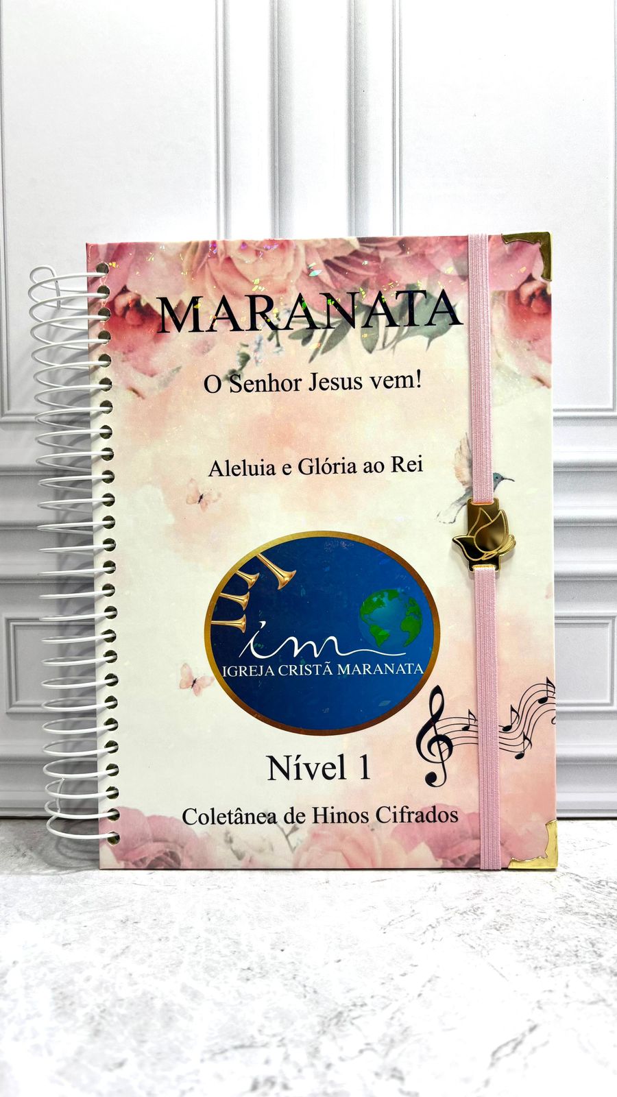 Coletânea de Hinos Cifrados Nível 1 capa personalizada rosa floral – Personalize By Livia
