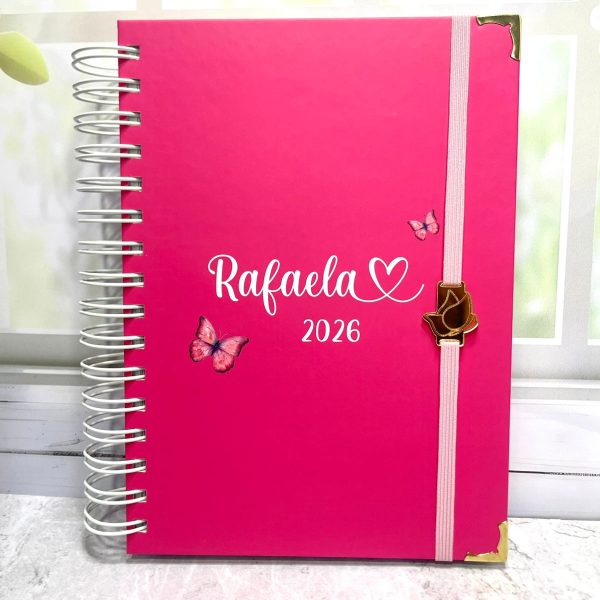 Agenda Personalizada 2026 - Pink Borboleta